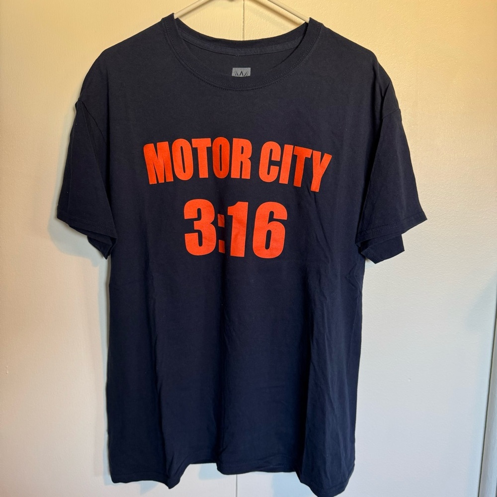 WWE Stone Cold Steve Austin Motor City 3:16 Navy T-Shirt - Large